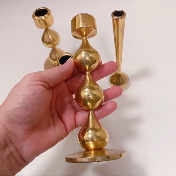 Danish Modern 24-Carat Gold Plated Candlesticks by Hugo Asmussen 1960s Set of 4 - Picture 4 of 12